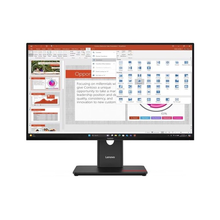 LENOVO Monitor ThinkVision T27-40 27'' FHD IPS, Display Port,HDMI,USB,USBC,VGA,Height Adjust,3YearsW